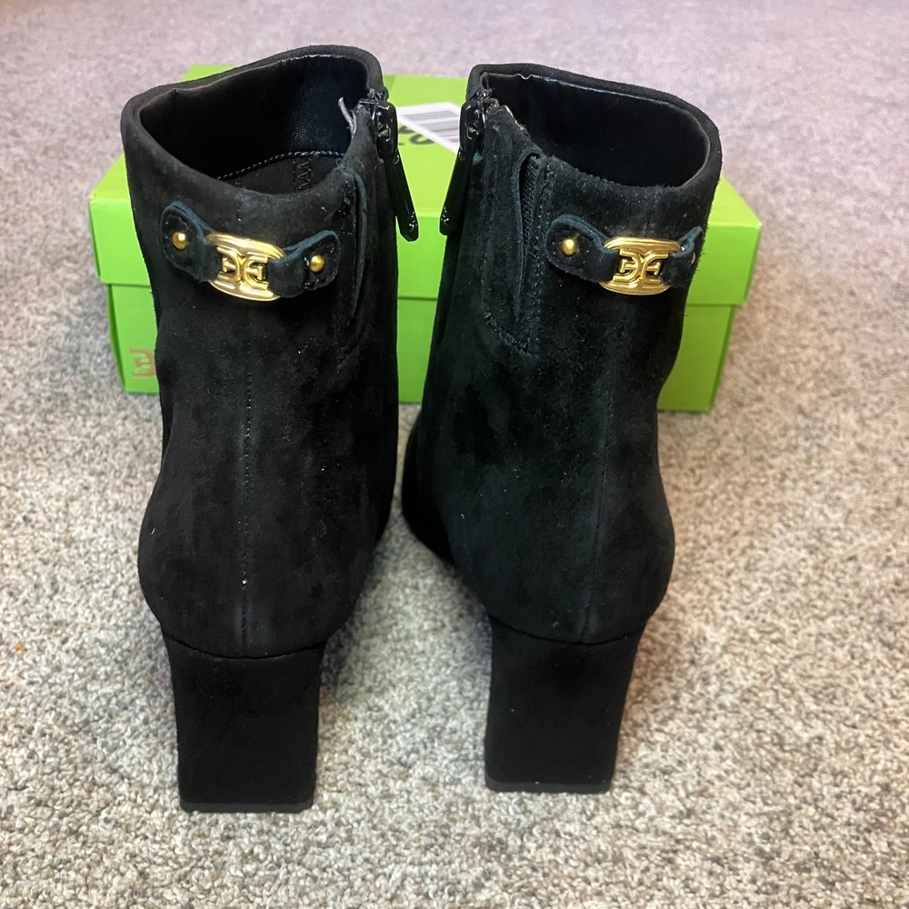 Sam Edelman Saige Black Suede Pointed Toe Block Heel Ankle Boots Womens 6.5M NIB - Picture 4 of 13